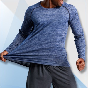 T-shirt sport homme à manches longues larges respirant à séchage rapide