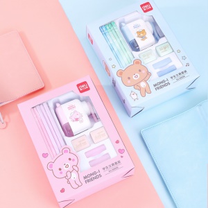 Kit de fournitures de bureau Deli (2*porte-crayons + 12*crayons + 2*gomme + 1*taille-crayon)