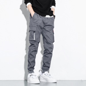 Pantalon décontracté ample pour hommes multi-poches en coton