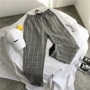 Pantalon casual stretch  à carreaux en coton homme