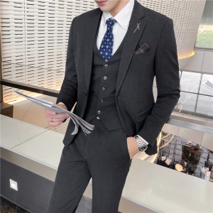 Costume d'affaires trois pièces pour hommes (veste de costume + gilet de costume + pantalon de costume) Slim Fit
