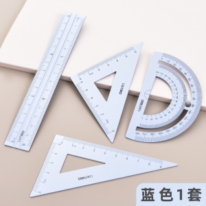 Ensemble d'outils géométriques en alliage d'aluminium Deli 79532 4 pièces (règle, rapporteur, règle triangulaire *2)