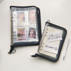 Carnet à feuilles mobiles 6 anneaux avec zipper transparent