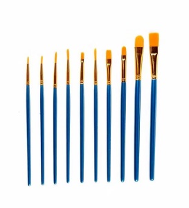 Ensemble de 10 pinceaux  de nylon bleu nacré