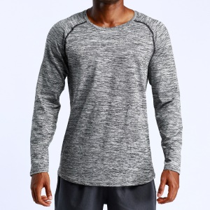 T-shirt sport homme à manches longues larges respirant à séchage rapide