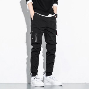 Pantalon décontracté ample pour hommes multi-poches en coton
