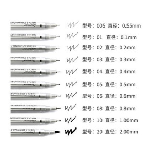 Superior MS-807A stylo noir étanche à 10 spécifications différentes de la pointe