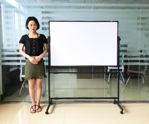 Tableau blanc magnétique double face avec support mobile cadre noir