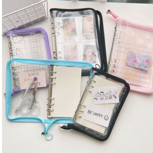 Carnet à feuilles mobiles 6 anneaux avec zipper transparent