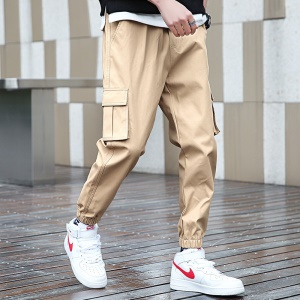 Pantalon décontracté ample pour hommes multi-poches en coton