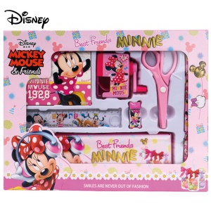 Kit de 7 matériels scolaires Disney (trousse + taille-crayon + ciseaux + règle + crayon + bloc-notes + gomme)