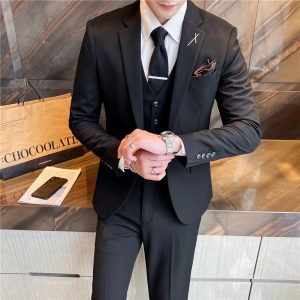 Costume d'affaires trois pièces pour hommes (veste de costume + gilet de costume + pantalon de costume) Slim Fit