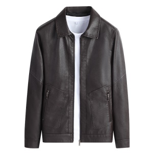Veste en cuir artificiel décontractée avec fermeture pour hommes