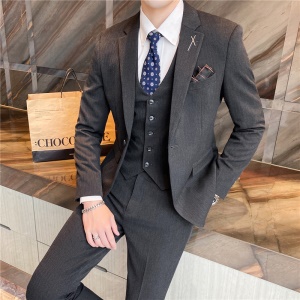 Costume d'affaires trois pièces pour hommes (veste de costume + gilet de costume + pantalon de costume) Slim Fit