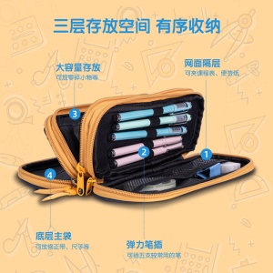 Deli Trousse à stylo  en tissu Oxford avec 3 poches