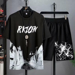 Ensemble décontracté 2 pièces pour homme (T-shirt à manches courtes + short) en polyester