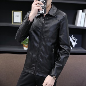 Veste en cuir décontractée similicuir avec fermeture