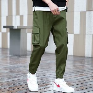 Pantalon décontracté ample pour hommes multi-poches en coton