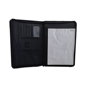 Porte document classeur avec fermeture à glissière en cuir pu