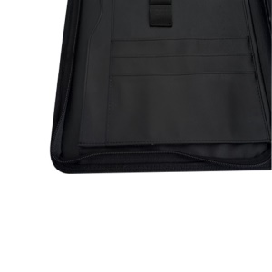 Porte document classeur avec fermeture à glissière en cuir pu