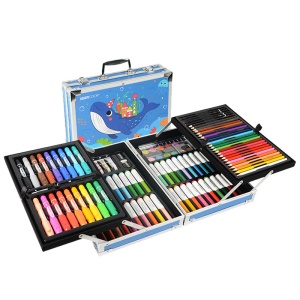 kit de crayons aquarelle feutre gouache de coloriage pour enfants dans Boîte en aluminium109 pièces
