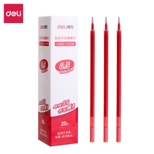 Deli A846 Recharges pour stylo à billet pointe fine 0,5 mm 20 pièces/boîte