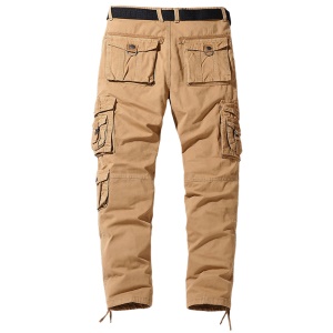 Pantalon casual pour homme en coton avec ceinture et poches multiples