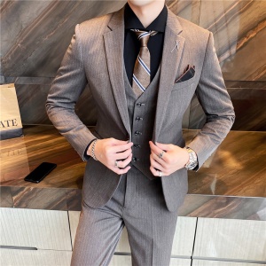 Costume d'affaires trois pièces pour hommes (veste de costume + gilet de costume + pantalon de costume) Slim Fit