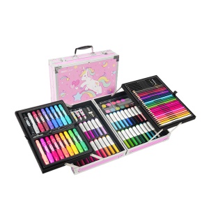 kit de crayons aquarelle feutre gouache de coloriage pour enfants dans Boîte en aluminium109 pièces
