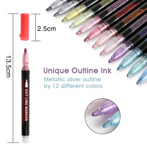 Stylo marqueur couleur à double ligne 12 couleurs/24 couleurs fluorescent
