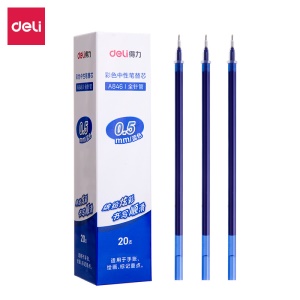 Deli A846 Recharges pour stylo à billet pointe fine 0,5 mm 20 pièces/boîte