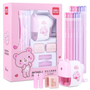 Kit de fournitures de bureau Deli (2*porte-crayons + 12*crayons + 2*gomme + 1*taille-crayon)