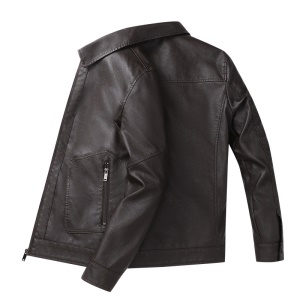 Veste en cuir artificiel décontractée avec fermeture pour hommes