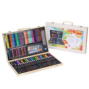 Ensemble de 180 crayons aquarelle dans une boîte en bois