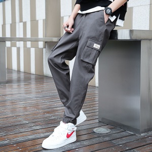 Pantalon décontracté ample pour hommes multi-poches en coton