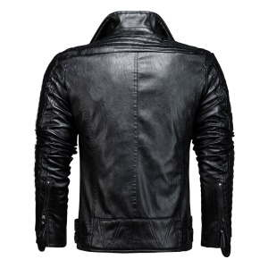 Manteau en cuir PU pour hommes avec fermeture sur le côté