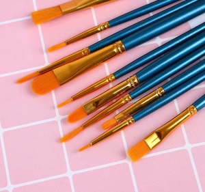 Ensemble de 10 pinceaux  de nylon bleu nacré
