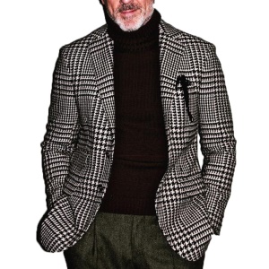 Hommes costume décontracté boutonné slim avec carreaux