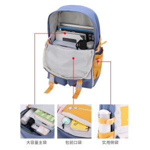 Sac à dos imperméable en toile couleur contrastée