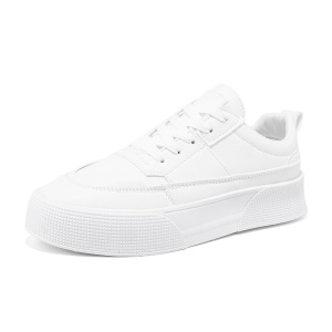 Chaussures pour hommes  à lacets, semelle en caoutchouc, augmentation de la taille, blanc/noir.
