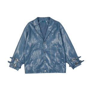 Manteau en cuir homme motif  peau de serpent