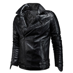 Manteau en cuir PU pour hommes avec fermeture sur le côté