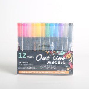 Stylo marqueur couleur à double ligne 12 couleurs/24 couleurs fluorescent