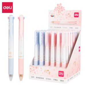 Deli S311 Stylo à bille rétractable à quatre couleurs 0.7 mm