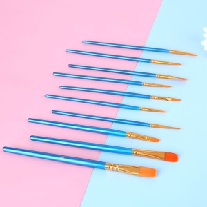 Ensemble de 10 pinceaux  de nylon bleu nacré