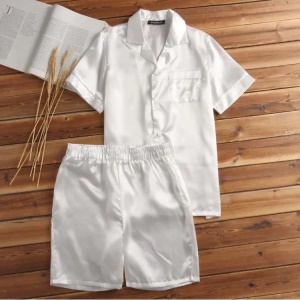 Pyjama homme ensemble de 2 pièces (chemise de nuit à manches courtes + shorts)