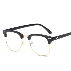 Lunettes plates demi-monture métal + PC