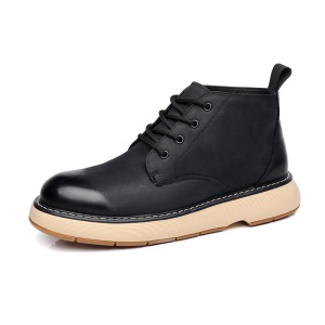 Bottines courtes en cuir véritable pour hommes avec semelle en caoutchouc
