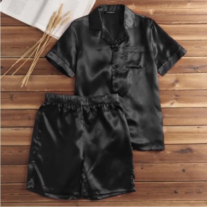 Pyjama homme ensemble de 2 pièces (chemise de nuit à manches courtes + shorts)