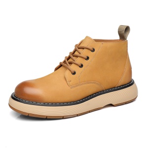 Bottines courtes en cuir véritable pour hommes avec semelle en caoutchouc